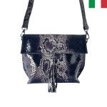 Малка чанта от естествена лазерно обработена кожа - змийски черно - Image 2