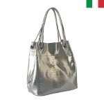 Дамска чанта тип “торба” от естествена лазерно обработена кожа - Злато - Image 2