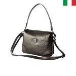 Дамска чанта  от еко кожа (лак) с къса и дълга дръжка - Металик - Image 2